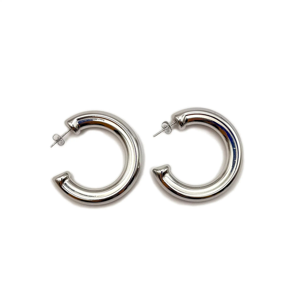 Aros Hoops Lisos L Plateados
