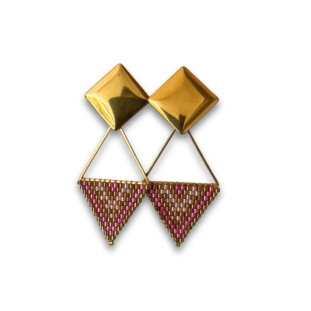 Aros Miyuki Maya Palo de Rosa Bañados en oro 18k