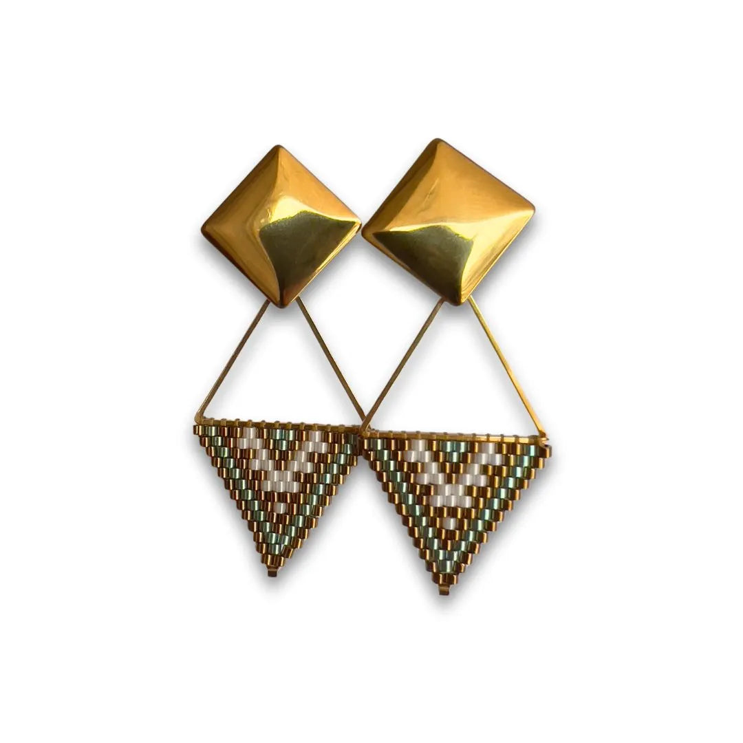 Aros Miyuki Maya Agua Marina Bañados en oro 18k
