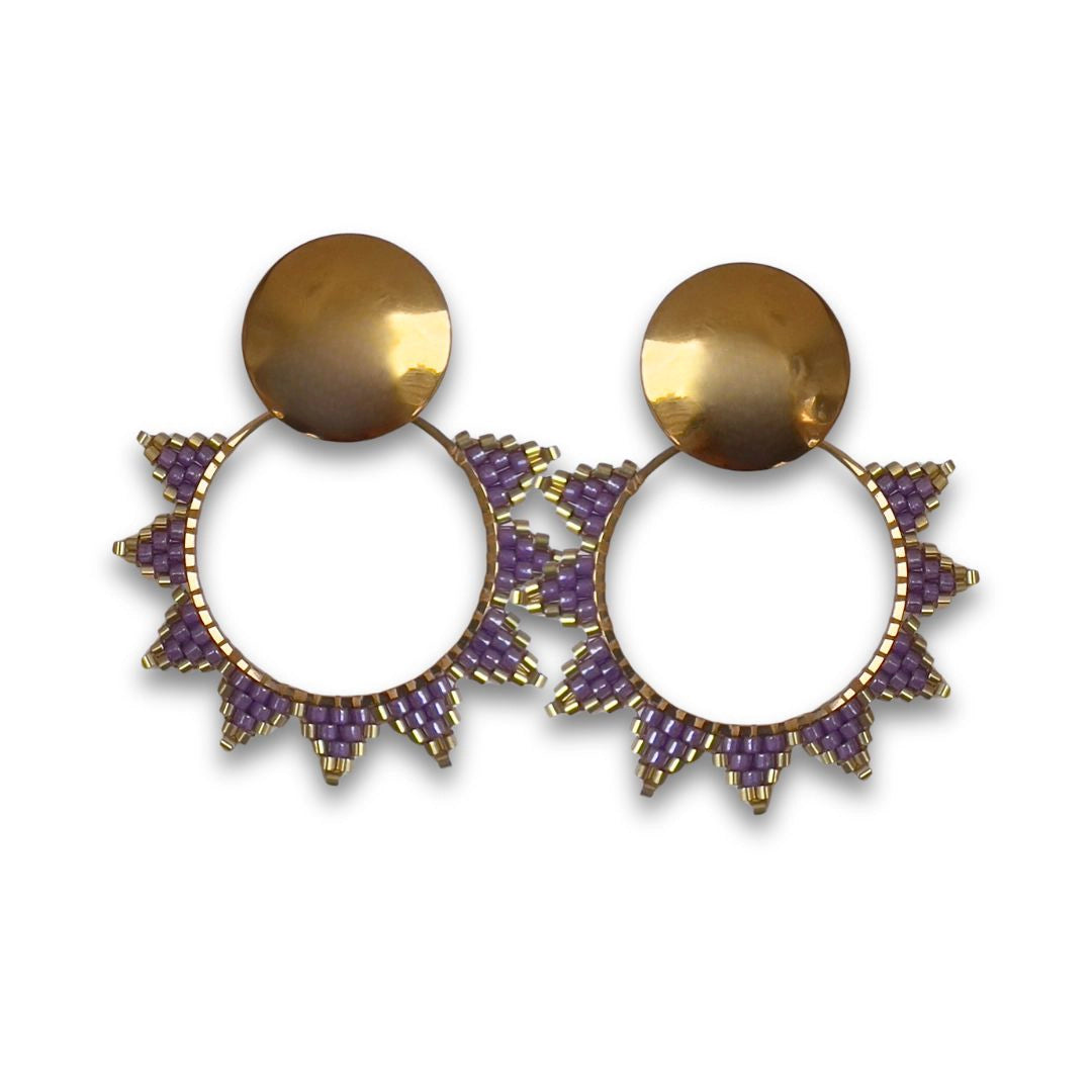 Aros Miyuki Sol Lavanda Bañados en oro 18k