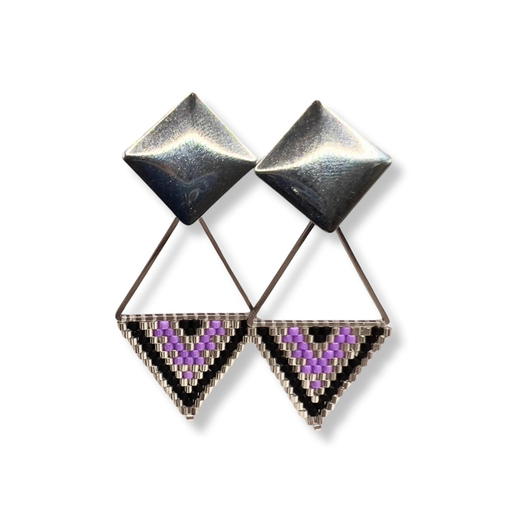 Aros Miyuki Valire Lila Bañados en oro 18k