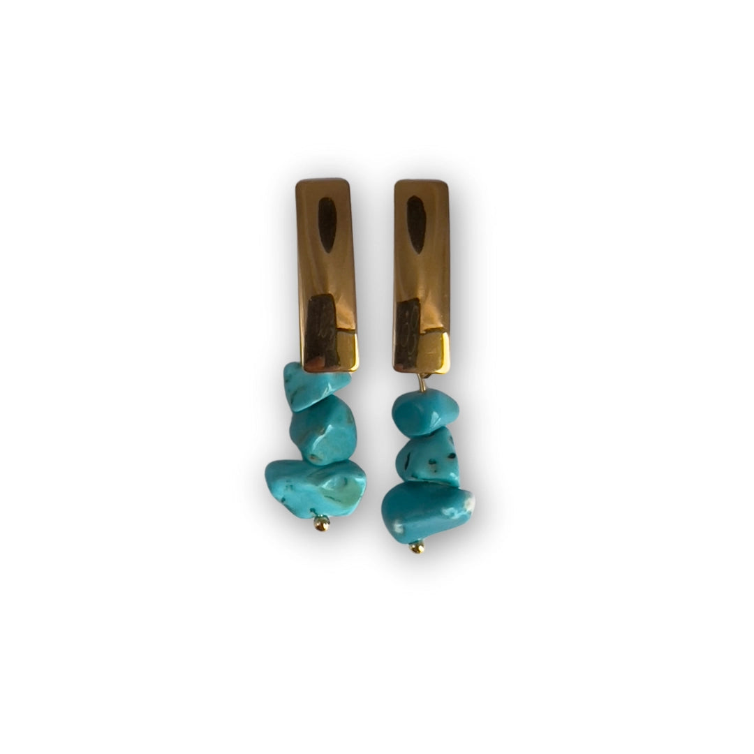 Aros Celeste Bañados en oro 18k