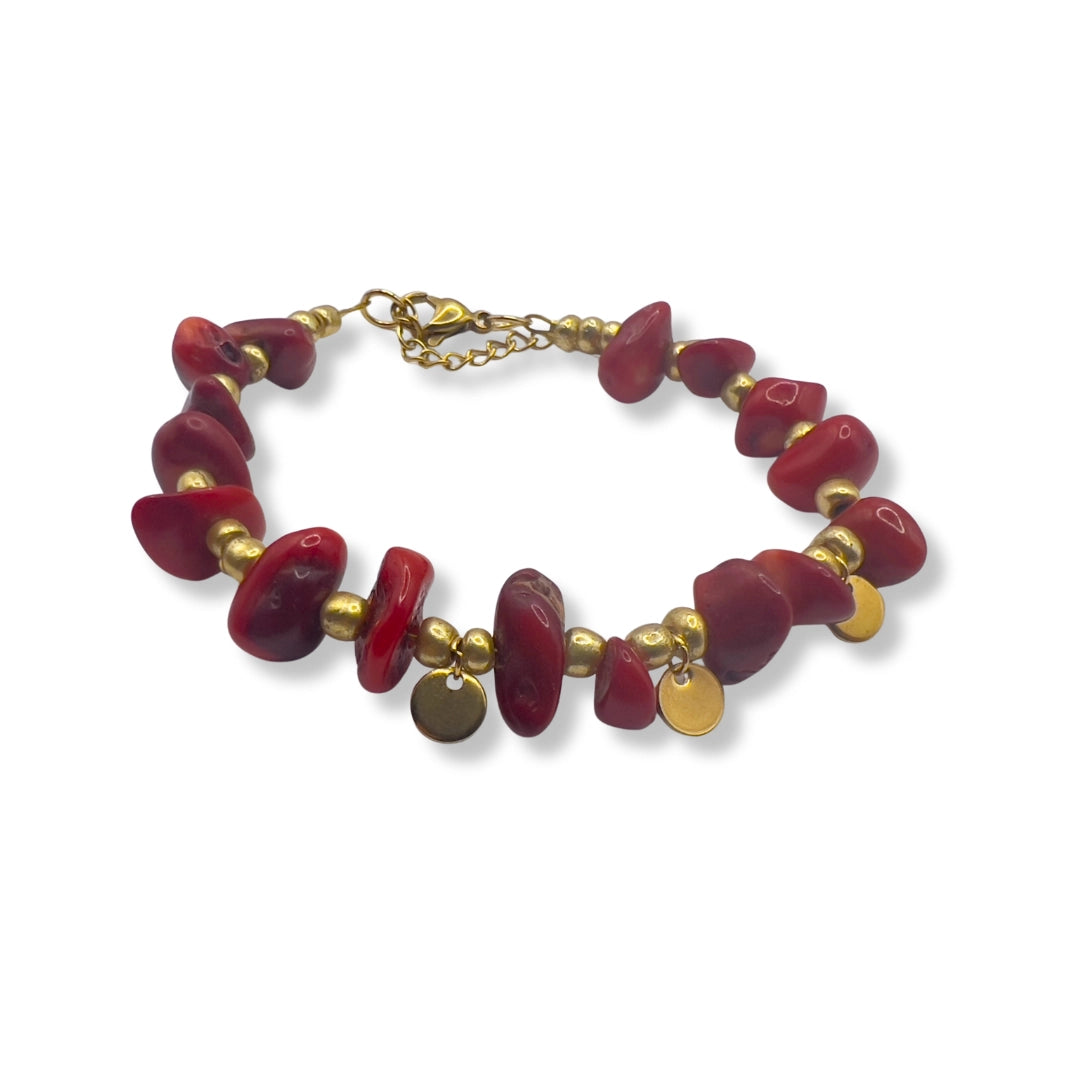 Pulsera Alya Coral Bañada en oro 18k