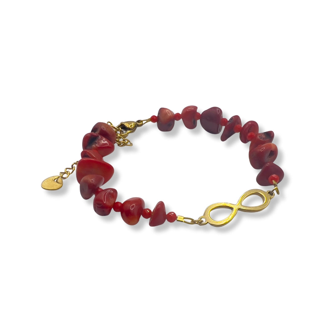Pulsera Infinito Coral Bañada en oro 18k