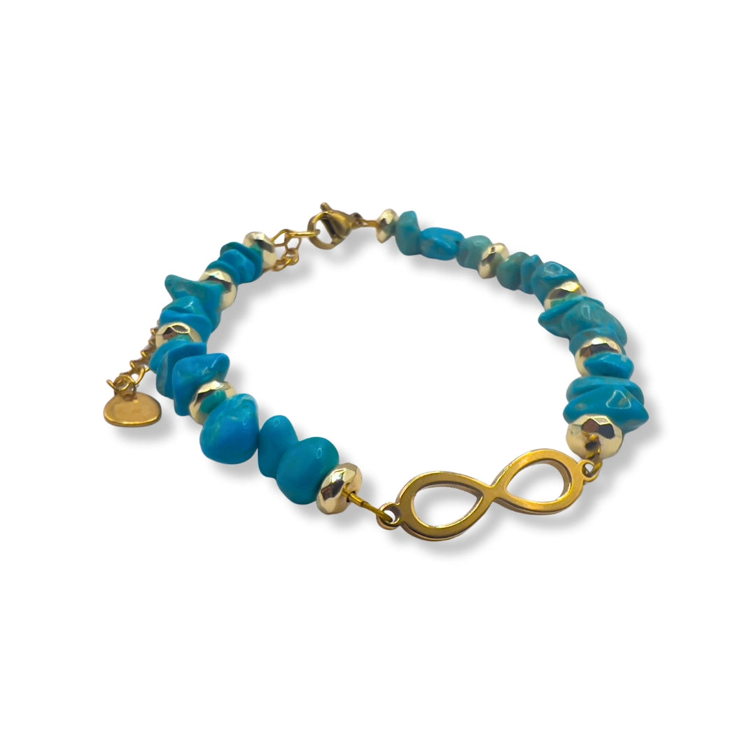Pulsera Infinito Turquesa Bañada en oro 18k