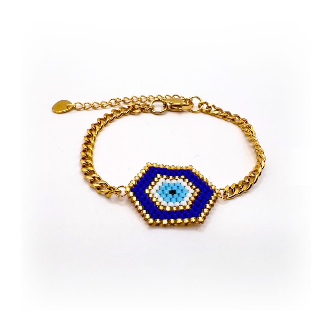 Pulsera Ojo Turco Bañada en oro 18k